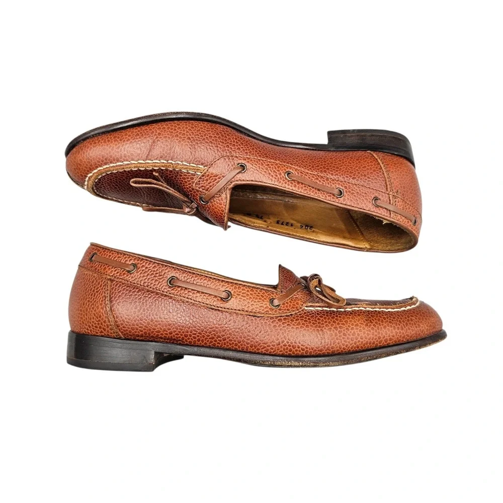 Zelli Men's Size‎ 7.5 EUC Brown Pebbled Leather Italian Loafers Boat Dress Shoes